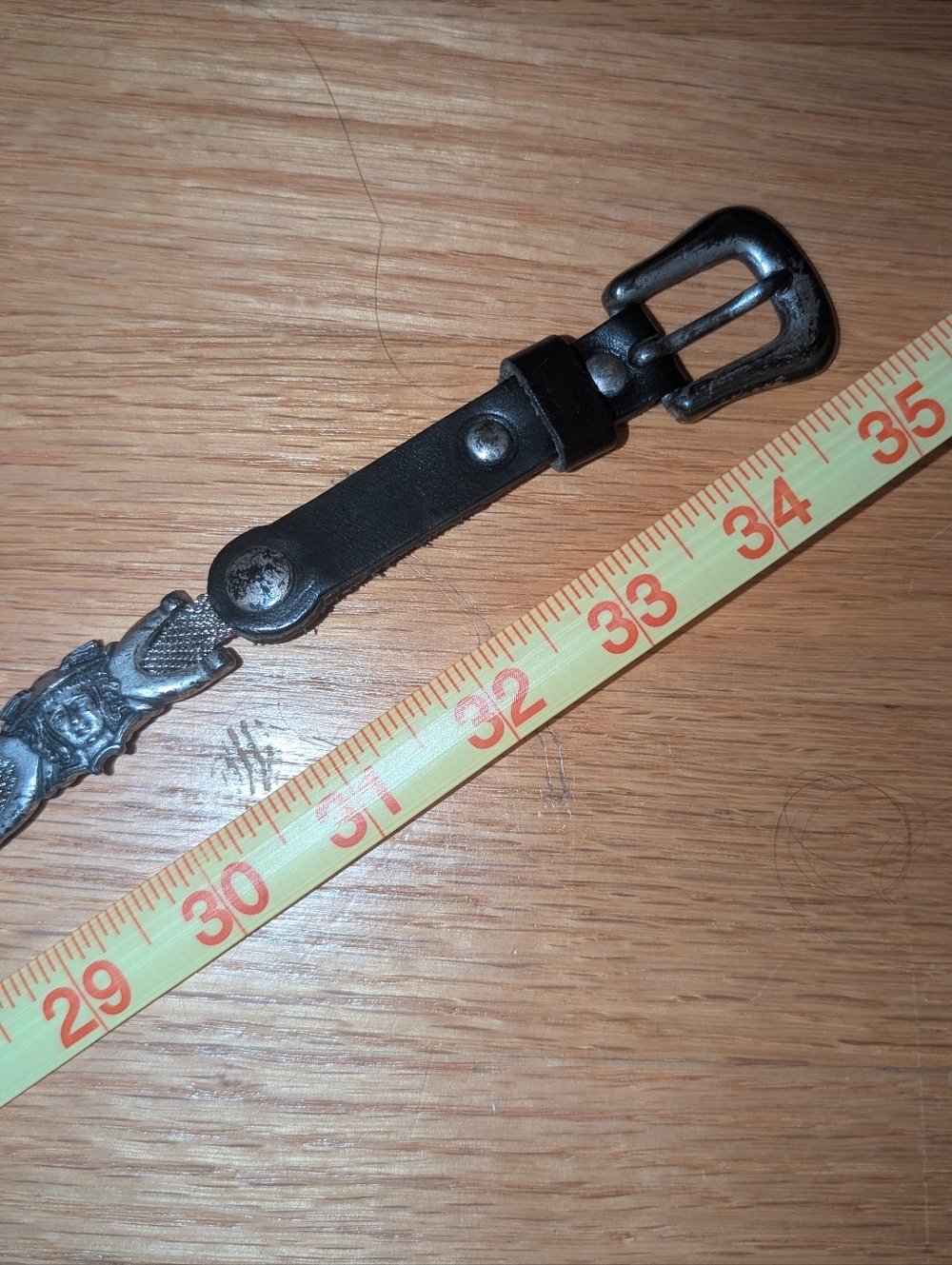 Black Leather Belt with Metal Buckle